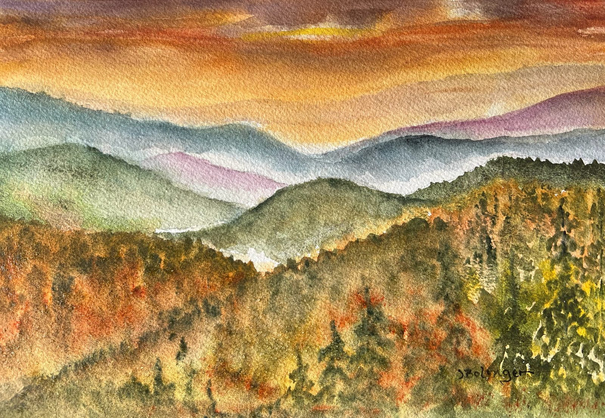 Autumn ridges, watercolor by Judy Bolinger