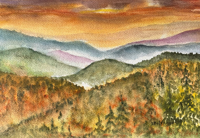 Autumn ridges, watercolor by Judy Bolinger