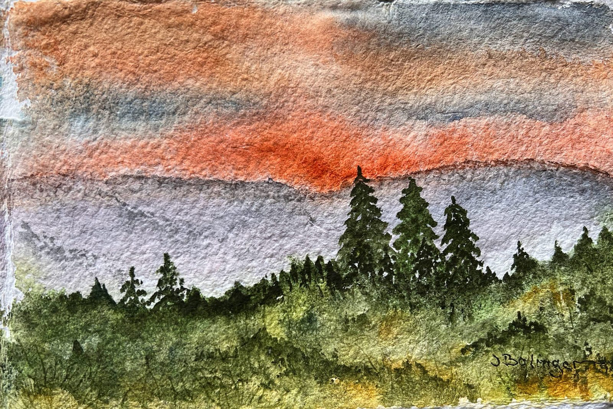 Ridge at sunset, watercolor by Judy Bolinger